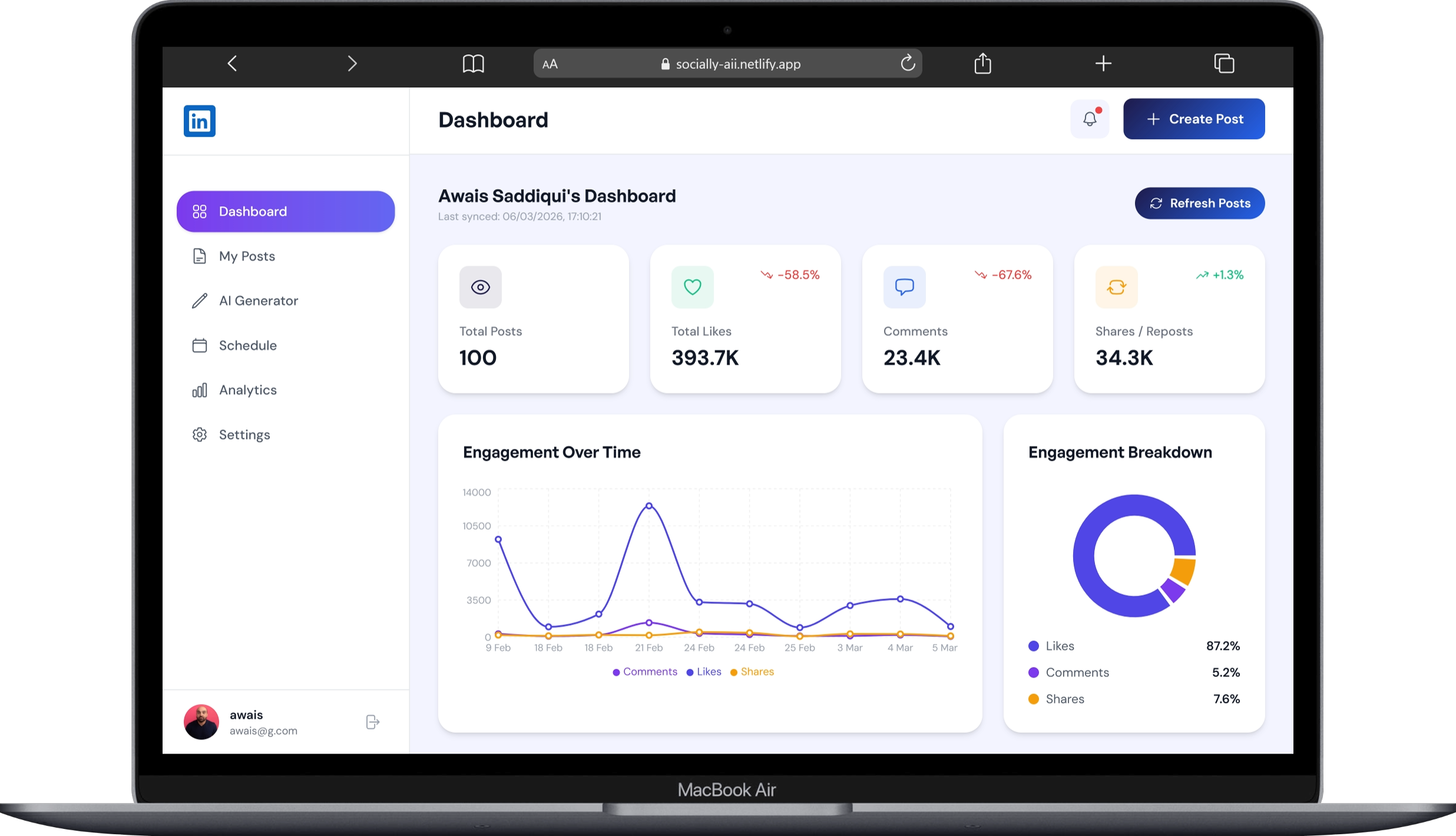 Socailly AI desktop screenshot